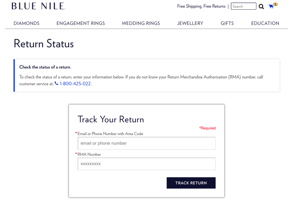 Blue nile australia returns portal