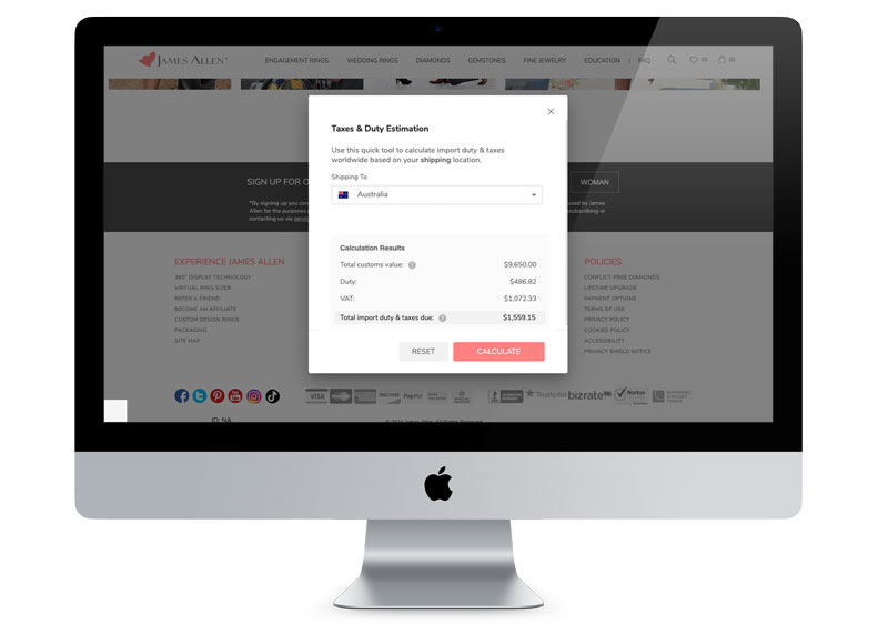 James Allen Import Duty Calculator Australia