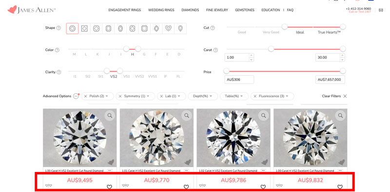 price to import diamond ring into australia