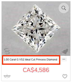 1 carat princess cut price canadian dollars