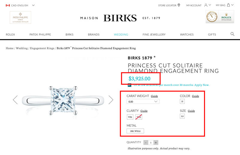 maison birks princess cut solitaire ring 1