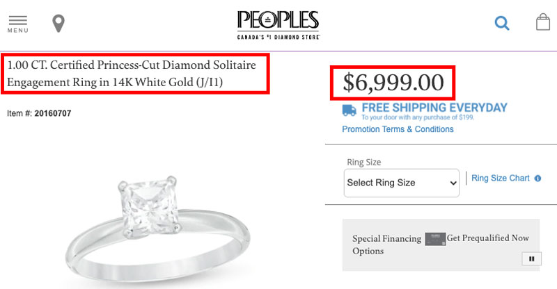 peoples canadian jeweller princess cut diamond ring 1