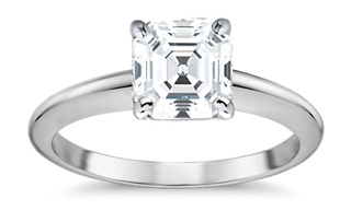 asscher cut square diamond ring