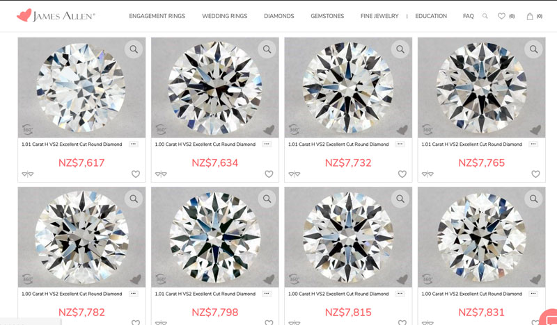 price of diamonds in nzd from us retailer