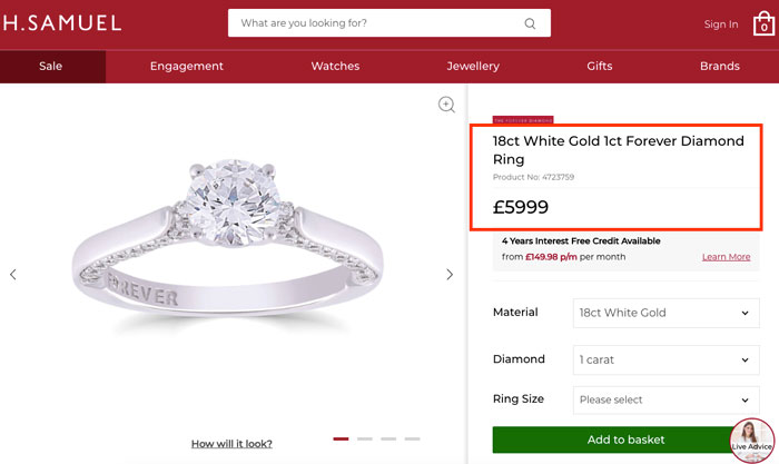 1 carat h samuel diamond ring