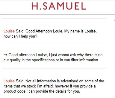 H Samuel cut information