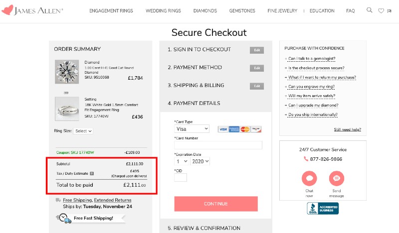 5 James Allen checkout