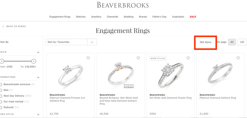 beaverbrooks engagement ring selection