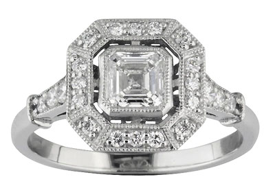 asscher cut art deco diamond ring