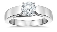 Flat tapered solitaire engagement ring