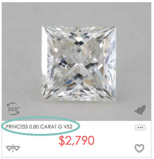 0.8 carat princess cut