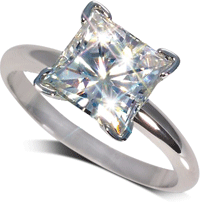 Princess cut diamond engagement ring sparkling brightly