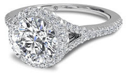 V shank pave halo engagement ring