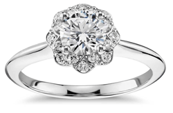 diamond engagement ring with floral halo setting