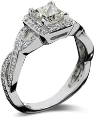 Princess cut pave engagement ring Princess cut pave engagement ring