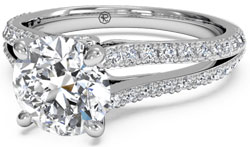 Diamond engagement ring with split shank pave setting Diamond engagement ring with split shank pave setting