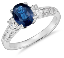 Sapphire Oval Three Stone Ring