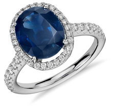 Sapphire and Diamond Oval Micropave Ring