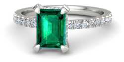 emerald cut emerald 14k white gold ring with diamond2