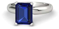 emerald cut sapphire 14k white gold ring