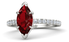 marquise ruby palladium ring with diamond