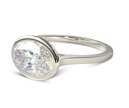 Oval Bezel Solitaire Engagement Ring (14K White Gold)