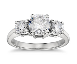 Classic Three Stone Diamond Engagement Ring 950 Platinum