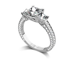 Coeur de Clara Ashley 3 Stone Engagement Ring for Princess Cut Diamonds