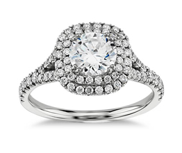 Round Diamond Duet Halo Engagement Ring