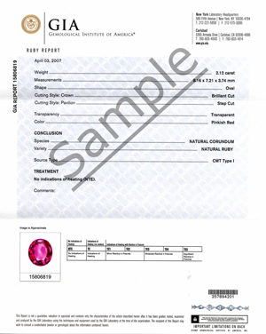 GIA Certificate sample