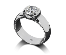 Heavy Half-Bezel Solitaire Engagement Ring