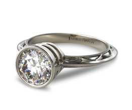 Round Milgrain Bezel Diamond Engagement Ring