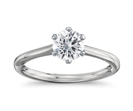 Round Diamond Petite Nouveau Six Prong Solitaire Engagement Ring