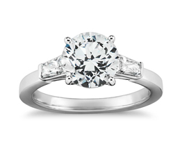 Tapered Brilliant Baguette Diamond Engagement Ring in Platinum