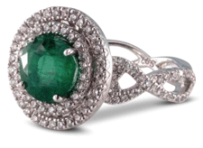 double halo twist emerald engagement ring e1434345807427