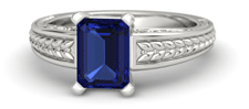 emerald cut sapphire platinum ring