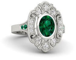 oval emerald palladium ring with white sapphire and emerald2 e1434354393692