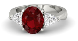 oval ruby 14k white gold ring with white sapphire 1