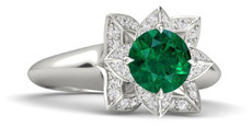 round emerald 14k white gold ring with white sapphire2 e1434346419745