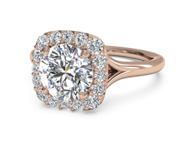 Round French-Set Halo Diamond Engagement Ring