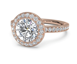 Round Halo Micropavé Diamond Band Engagement Ring