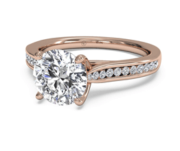 Round Channel-Set Diamond Engagement Ring with Surprise Diamonds