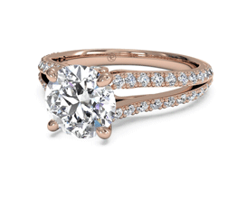 Round Double French-Set Diamond ‘V’ Engagement Ring with Surprise Diamonds