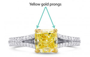 white gold setting with yellow gold prongs