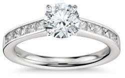 Princess cut channel set engagement ring