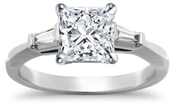 princess cut diamond engagement ring with baguette side stones