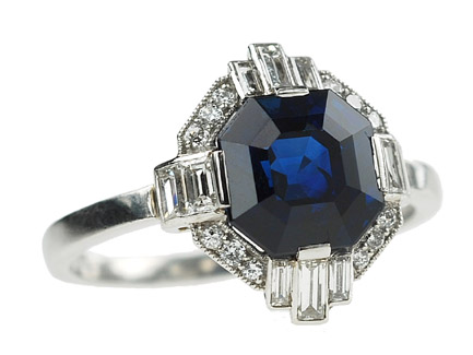 art deco sapphire engagement ring