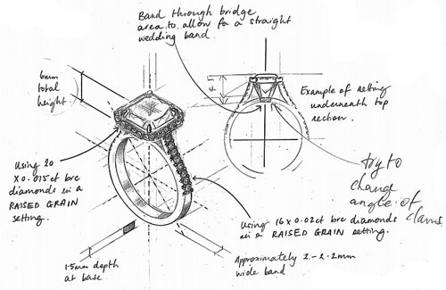 custom engagement ring drawing