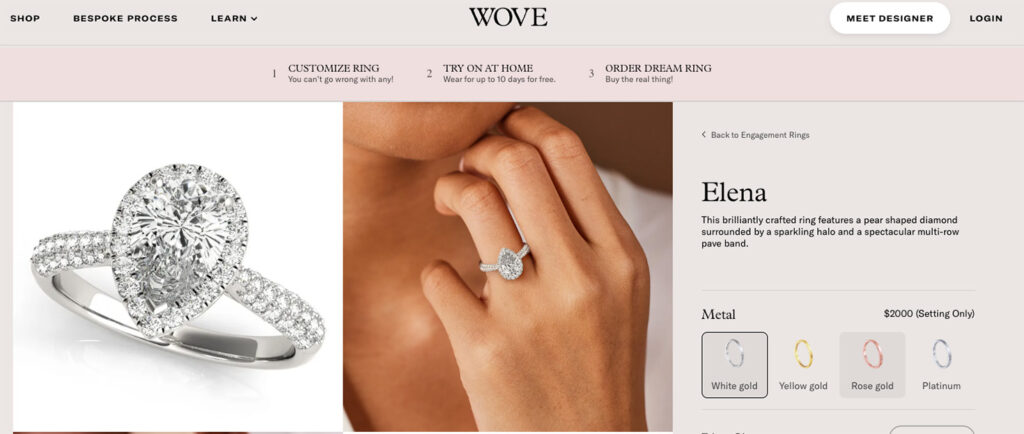 Wove pear halo ring