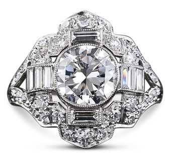 Pave art deco diamond ring